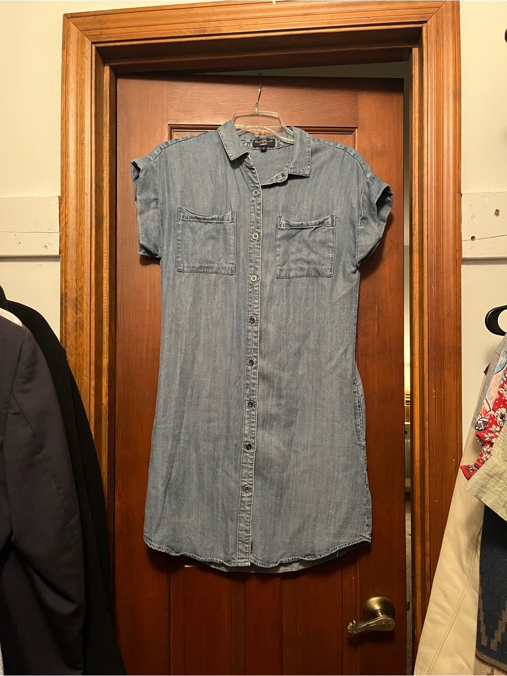 Velvet Heart Light Denim Button-Front Midi Dress